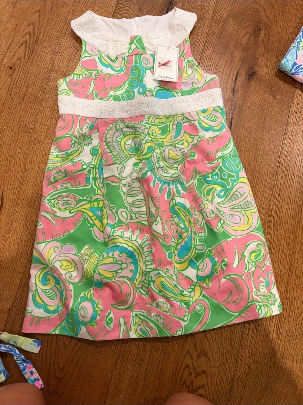 Lilly Pulitzer Pink, Green & White Paisley Lace-Trim Dress